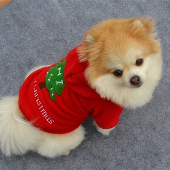Cute Ziemassvētku Suņu Apģērbu Pet Ziemassvētki Kostīmi Ziemas Apģērbs Kapuces Džemperis Apģērbs Āra Maziem Suņiem Pet Outwear Piederumi