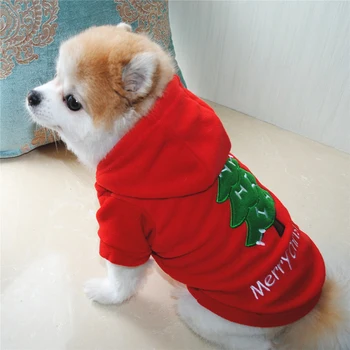 Cute Ziemassvētku Suņu Apģērbu Pet Ziemassvētki Kostīmi Ziemas Apģērbs Kapuces Džemperis Apģērbs Āra Maziem Suņiem Pet Outwear Piederumi
