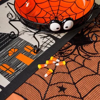 Cyuan Halloween Galdauts Zirnekļa Tīmekļa Kārta Mežģīņu Adījumā Galda Runner Kamīnu Mantel vāciņu 