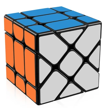 D-FantiX Yj Fisher Cube Nevienlīdzīgu 3x3 Ātrums Cube Puzzle Gluda Vērpjot Šķībs Magic Cube Melns Rotaļlietas, Dāvanu Bērniem Pieaugušajiem