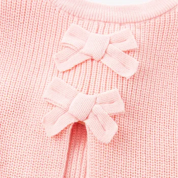 DBJ16826-1 dave bella pavasarī baby meitenes cute bow ziedu izšuvumu kabatas adīts mētelis bērnu modes bez piedurknēm, vestes