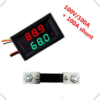 DC 0-100V/100.A RD 0.28 Digitālo Ammeter Voltmetrs spriegums strāvas mērītājs auto LED Displejs krāsa ar 100.A šunta