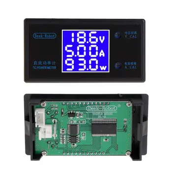 DC 0-50V 5.A 250W Voltmetrs Ammeter Wattmeter LCD Panelis Sprieguma Amp Jaudas Mērītājs