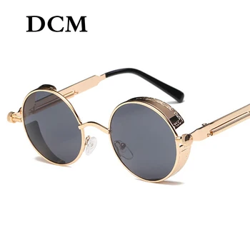 DHM Metāla Kārtas Steampunk Saulesbrilles, Vīriešu un Sieviešu Modes Brilles Zīmola Dizainere Retro Rāmis Vintage Brilles UV400