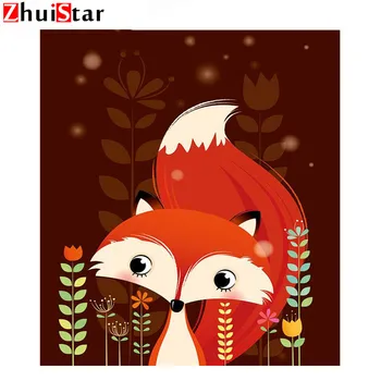 DIY 5D Dimanta Glezna Krustdūrienā dzīvnieku fox Dimanta Gleznu Izšūšana Dimanta mozaīkas Mājas Dekorēšanai Ziemassvētku Dāvanu ZWQ