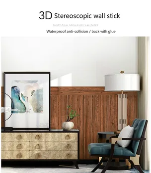 DIY Koksnes graudu sienas uzlīmes pašlīmējošās 3d sienu apdare putuplasta tapetes dzīvojamā istabā TV fona sienas ūdensizturīgs tapetes