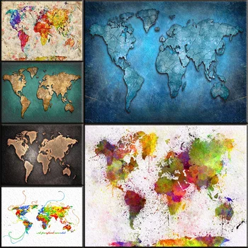 DIY Krāsu skaits Krāsains Pasaules Kartes Komplektu Krāsošana Ar Numuru Dekorācijas Sienas Art Attēlu Akrila, Kanvas Gleznas, Mājas Apdare
