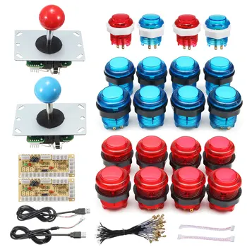 DIY Kursorsviru Arcade Komplekti 2 Spēlētāji Ar 20 LED Arcade Pogas + 2 Džoistiki + 2 USB Encoder Komplekts + Kabeļi Arcade Spēle Daļas, kas