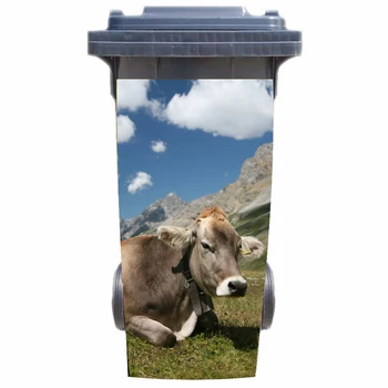 DIY apgaismojuma jomā govs Līmi Noņemams, Ūdensnoturīgas Uzlīmes, Uzlīmes Atkritumu urnas miskastes Vāka uzlīme 120liter 240liter