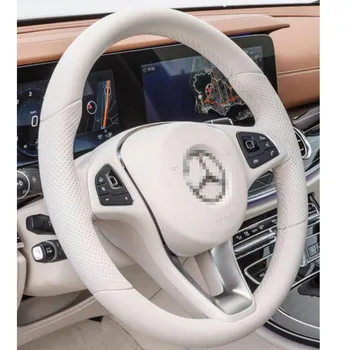 DIY Šūšana-par Baltu PU Leather & Baltu Diegu Stūre Segtu Precīzu Fit Mercedes Benz GLA 200