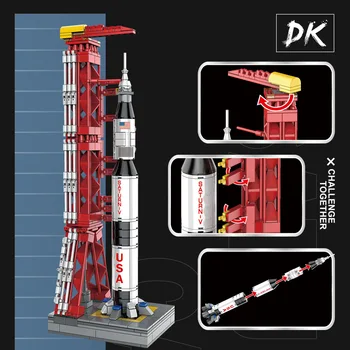 DK 7022 Tehnika Apollo Projekta Mēness Astronautu Saturn V Pārvadātājs Raķešu Modeli, Celtniecības Bloki, Ķieģeļi, Rotaļlietas Bērniem