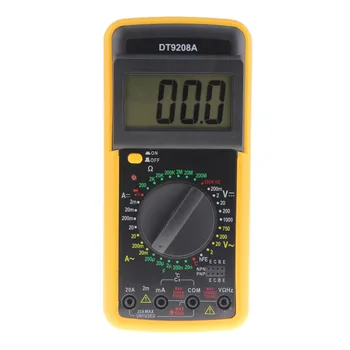 DT9208A Profesionālo LCD Digitālais Multimetrs Elektriskie Rokas Ammeter Voltmetrs Pretestība Kapacitāte Testeris, AC DC