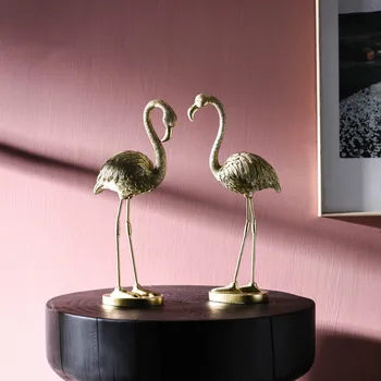 DUNXDECO Telpu Dekorēšana Aksesuāri Miniatūras Statuetes Mūsdienu Zelta Flamingo Sveķu Dzelzs Amatniecības Desktop Displejs Dāvanu