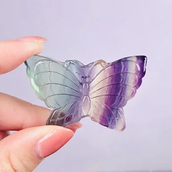 Dabas Fluorite Kristāla Krāsu Joslas Kvarca Punkts /Butterfly Terapijas Skrūvēm Mājas Dekoru