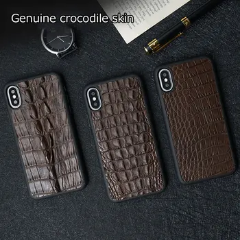 Dabas Krokodila Ādas tālrunis lietā par iphone X 12 Mini 11 Pro MAX XS Max XR 6S 6 7 8 plus 5 5S SE 2020. gadam Pilnībā aizsardzības gadījumā