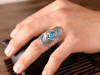 Dabas Neapstrādātu rūdu turguoise gredzenu, resizable 925 sterling silver gredzeni sievietēm, vīriešiem, gredzeni, rotaslietas dārgakmens gredzenu zīmols