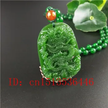 Dabas Zaļā Ķīnas Pūķis Cirsts Jade Kulons, Kaklarota Šarmu, Rotaslietas, Modes Aksesuāri, Roku Cirsts Veiksmi Amuletu Dāvanas