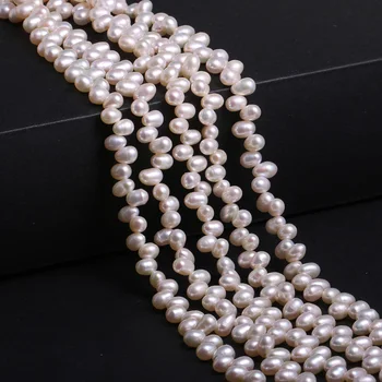Dabiskā Saldūdens Kultivētās Pērles, Krelles, 5-6mm Rīsu Formas 3-7 Caurumu Pērles, Krelles, Rotaslietas Pieņemšanas DIY Daļa 13 Collas