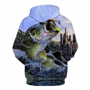 Daiwa Zvejas pelēkā vārna 3D Dziļūdens Zivju Hoodies Radošās Mākslas Stilu un Rudens Modes pelēkā vārna Karikatūra Tendence Skaists Top S-6xl