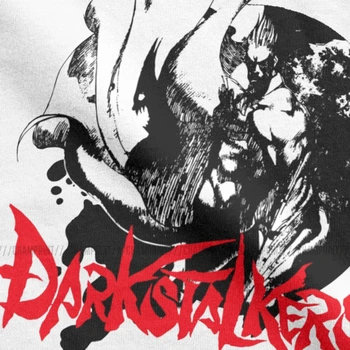 Darkstalkers T-Krekls Vīriešiem Vampīru Morrigan Spēli Anime Aensland 80s Cīnītājs Sikspārņi Kokvilnas t-veida, ar Īsām Piedurknēm T Krekls Plus Lieluma