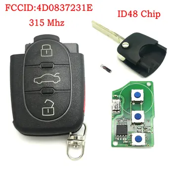 Datong Pasaules Auto Tālvadības Atslēgu Audi A4 S4, A6 A8 TT 1997 1998 1999 2000 2001 2002 2003 2004 2005 FCCID 4D0837231P Smart Key