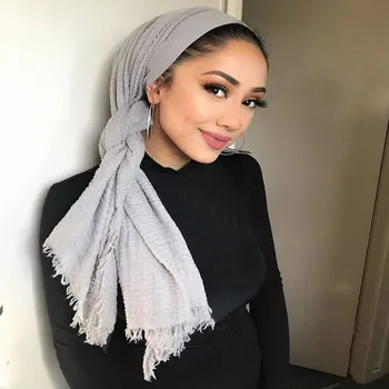 Daudzkrāsains Musulmaņu Lakatu Sieviete Lakatu Islāma Kokvilnas Sprogot Hijab foulard Wrap Galvu Instant Šalle Arābu Dubaija Turban Uz Lady
