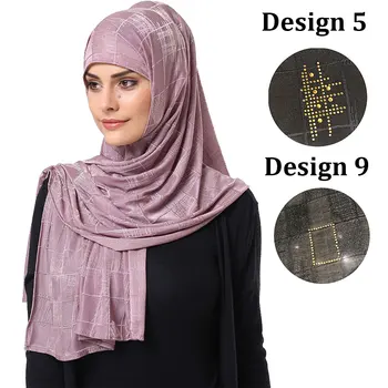 Dbs projektēšanas 9 Dimanta kristāla Jersey lakatu mīksto sievietēm, elastīgs džersija šalle ar akmens hijabs par Nīderlandes Musulmaņu dbs09