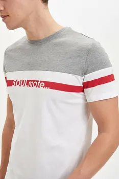 DeFacto Cilvēks T-Krekls Vīriešiem pavasara top lakrosa Vīriešu gadījuma t-krekls Vīriešiem svītrains t topi Vīriešu Top Tee-M3671AZ20SP