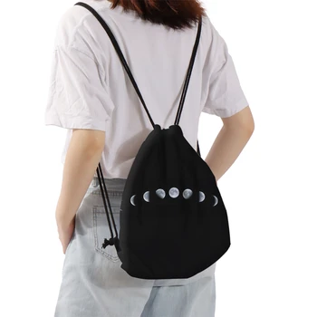 Deanfun Melnu Aukliņu Uzglabāšanas Soma Spilgti Mēness Modelis Softback Moderns Sieviešu Schoolbags 60440