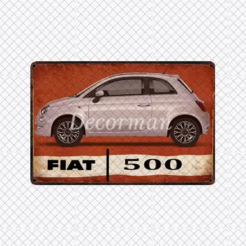[ DecorMan ] FIAT 500 ITĀLIJA AUTOMAŠĪNAS Metāla SIGN Custom Sienas Gleznojums, SVINĪBU Telpu Bar Hotel Dekoru LTA-2009
