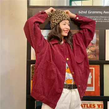 Deeptown Velveta Jaka, Rudens Ziemas korejas Modes Apģērbs Sieviešu Jaka ar garām Piedurknēm Visu maču Gadījuma Top Saglabāt Silts Mētelis
