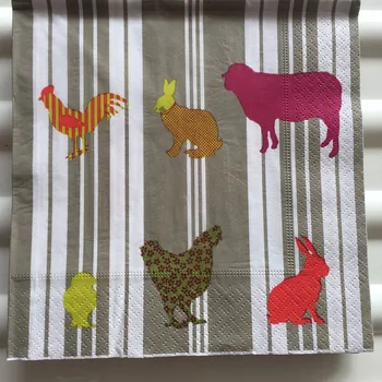 Dekupāža kāzu servilletas vintage salvetes papīra gudrs audu karikatūra dzīvnieku govs, gailis dzimšanas dienas svinības dvieļu dekoru 20 3-kārtu
