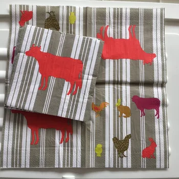 Dekupāža kāzu servilletas vintage salvetes papīra gudrs audu karikatūra dzīvnieku govs, gailis dzimšanas dienas svinības dvieļu dekoru 20 3-kārtu