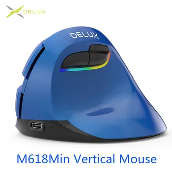 Delux M618 Mini Bezvadu Vertikālā Pele Ergonomiska Pele Bluetooth 4.0 2.4 GHz 4 Rīku DPI RGB Uzlādējams Klusums noklikšķiniet Peles par