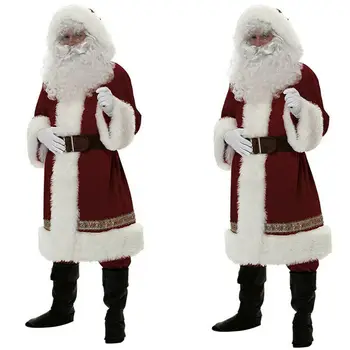 Deluxe Tēvs Ziemassvētku Santa Klausa Tērpu Cosplay Santa Claus Drēbes Iedomātā Kleita Ziemassvētku Vīriešu Kostīms, Uzvalks Pieaugušajiem karstā