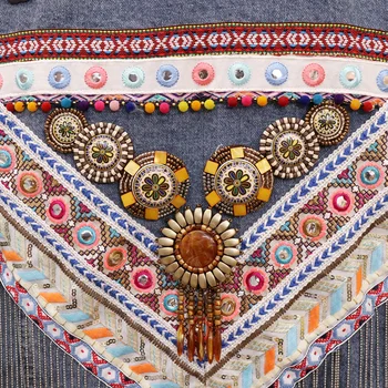 Denim sieviešu džinsu jaka Pavasara vintage Izšuvumi pušķis Fāzēm zaudēt mētelis ar garām piedurknēm Virsdrēbes žaketes, vējjakas, sieviešu apģērbi