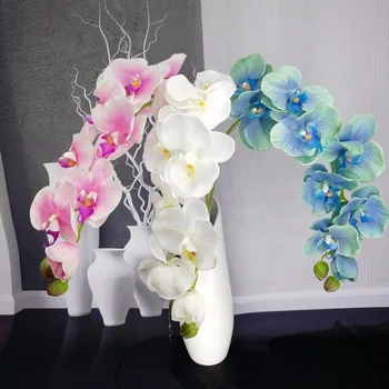 Deviņi vadītāji, modes Orhideju Phalaenopsis lateksa Nekustamā Touch Ziedu, Mākslīgo Ziedu Kāzu Zieds, Orhideja, Ziedu Ziemassvētku Puse