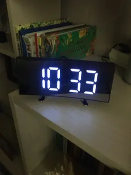 Digitālais Modinātājs, 7 Collu Izliektu Aptumšojami LED Sn Ciparu Pulkstenis Bērniem, Guļamistaba, Balts Lielu Skaitu Pulkstenis, Snaudas Funkciju