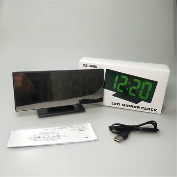 Digitālais Modinātājs LED Spogulis Elektronisko Pulksteni, Liels LCD Displejs, Digitālie Galda Pulksteņi ar Temperatūras Kalendārs