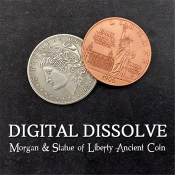 Digitālā Izšķīdina (Morgan & Brīvības Statuja Senās Monētas) Burvju Triku Slēgt Magia Mentalism Veidojums Aksesuārus Monētas Magie