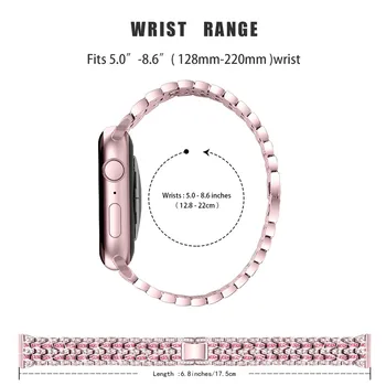 Dimanta Bling Tērauda Aproce Apple Skatīties 6 Band Series SE/5/4/3/2 Svaigi Elegants Sieviešu Siksnu iWatch 44/40mm 42/38mm Jostas