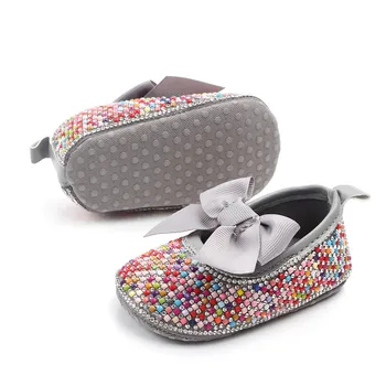 Dimanta bērnu apavi Meitenēm Princess Mary Jane kurpes DIY Kristāla Pērle bērnu kurpes ar Mīkstu Soled Anti-Slip Loku Kurpes Apavi