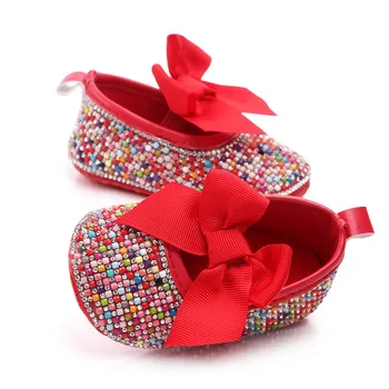 Dimanta bērnu apavi Meitenēm Princess Mary Jane kurpes DIY Kristāla Pērle bērnu kurpes ar Mīkstu Soled Anti-Slip Loku Kurpes Apavi