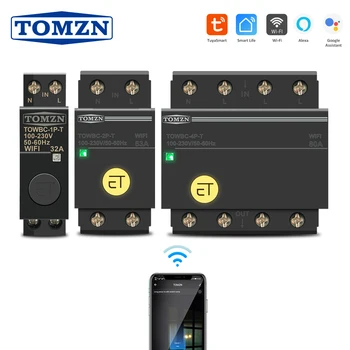 Din Sliedes WIFI Circuit Breaker Smart Slēdzis Tālvadības pults Smart Dzīves TUYA par Smart Home MCB TOMZN Mini TOWBC-4P-T