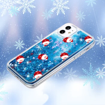 Dinamisko Šķidro Triecienizturīgs Luksusa Telefonu Gadījumā iPhone 11 Pro 6 7 8 Plus X XR XS MAX Ziemassvētku plūstošās smiltis Aizmugurējo Vāciņu Capa Coque