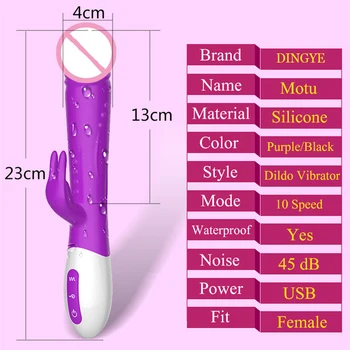 Dingye Uzlādējams Trušu Vibrators G Spot Vibrācijas 10 Ātrumu Klitora Stimulators Clit Eksotiski Maksts Vibrador Pieaugušo Seksa Rotaļlietas