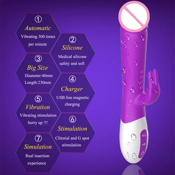 Dingye Uzlādējams Trušu Vibrators G Spot Vibrācijas 10 Ātrumu Klitora Stimulators Clit Eksotiski Maksts Vibrador Pieaugušo Seksa Rotaļlietas