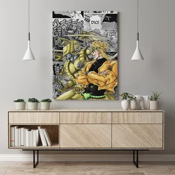 Dio Brando Stāvēt Pasaulē JoJo Jocīgi Ierāmēta Koka Rāmī Audekla plakāta Krāsošana sienas, Mākslas dekoru Studiju Sākuma Apdare Izdruku