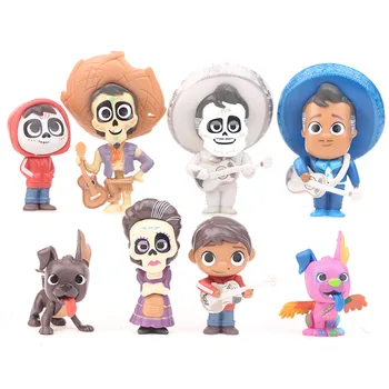 Disney 8pcs/set Coco Skaitļi Anime Statuetes Rotaļlietas Miguel PVC Rīcības Attēls Modelis Mini Apdare kolekciju, Rotaļlietas Bērniem