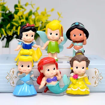 Disney Animācijas Filmas, 6 gab. / daudz Princese Rotaļlietas sniegbaltīte Bell Sirēna PVC Rīcības Attēls Rotaļlietu